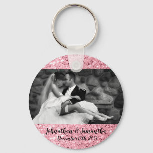 Personalised Photo Key Chain Rose Gold Glitter