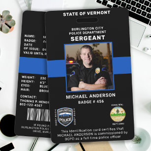 Personalised Photo Law Enforcement Police ID Card ID Badge