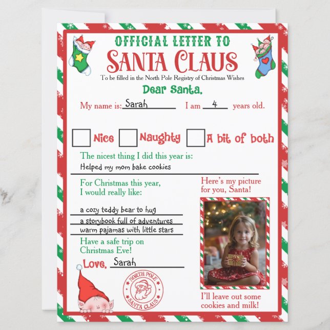 Personalised Photo Letter to Santa (Front)