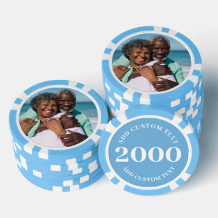 Personalised Photo Light Blue 2000 Value Game Poker Chips