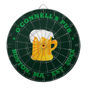 Personalised photo logo name est date text green dartboard