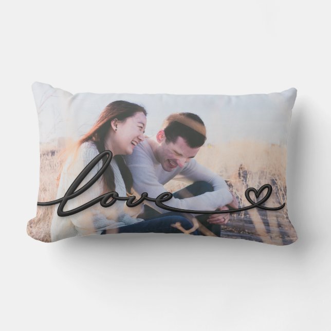 Personalised Photo Love Script  Lumbar Cushion (Front)