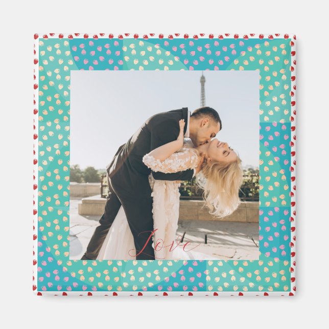 Personalised Photo Love Strawberry Frame Magnet (Front)