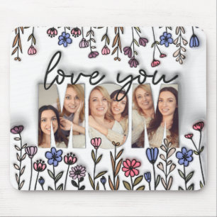 Personalised Photo Love You Mum Wildflowers Mouse Pad