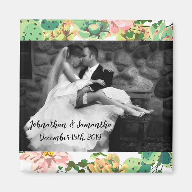 Personalised Photo Magnet Bohemian Cactus Succulen (Front)