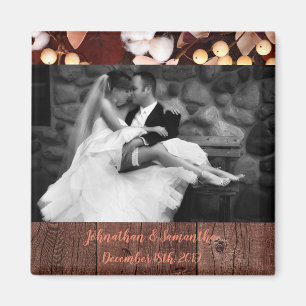 Personalised Photo Magnet Cotton Branch on Dark Wo