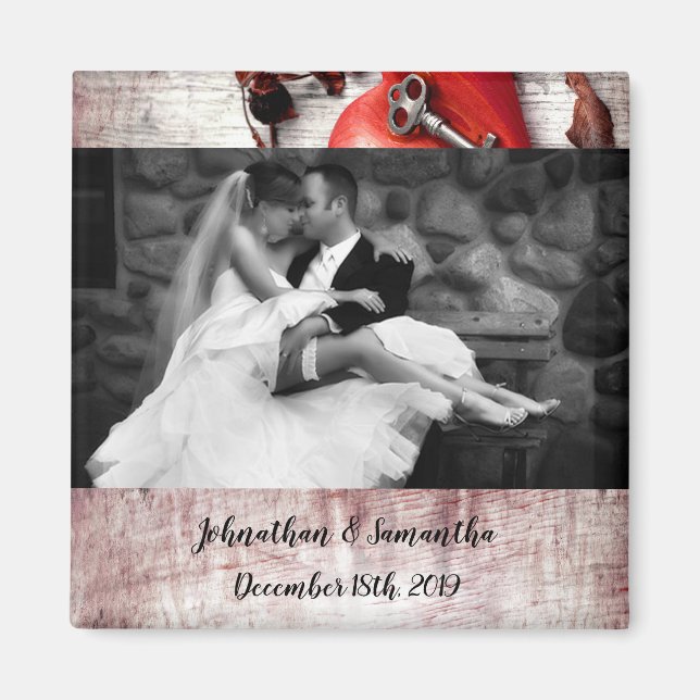 Personalised Photo Magnet Country Wood Key to my H (Front)