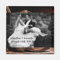 Personalised Photo Magnet Cowboy Boots Barn Wood R