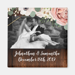 Personalised Photo Magnet Geometric Garden Rose