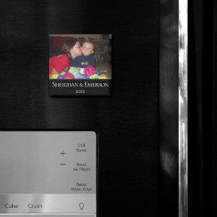 Personalised Photo Magnet Minimalist Name Year