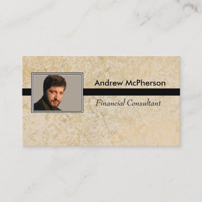 Personalised Photo Masculine Marble Tile Business Card (Front)