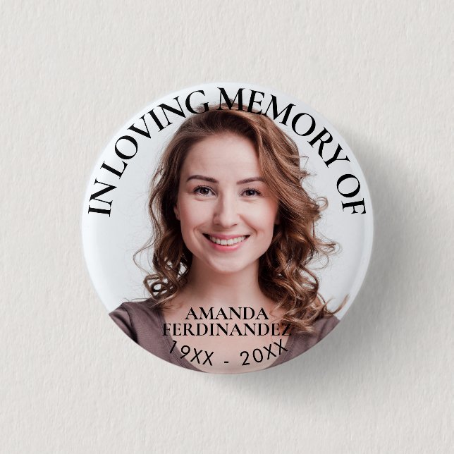 Personalised Photo Memorial 3 Cm Round Badge (Front)