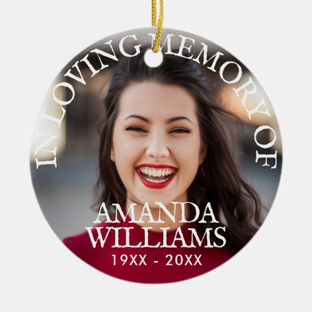 Personalised Photo Memorial Ceramic Tree Decoration (Front)