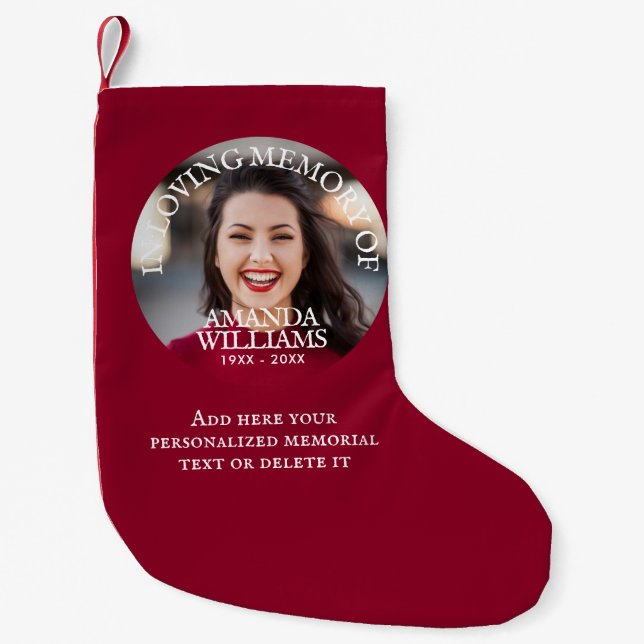 Personalised Photo Memorial Small Christmas Stocking (Front)