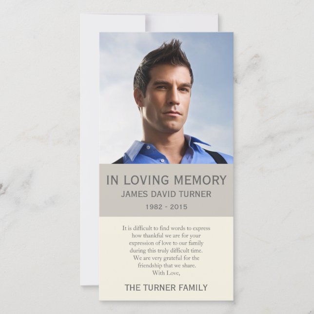 Personalised Photo Memorial Sympathy Thank You (Front)