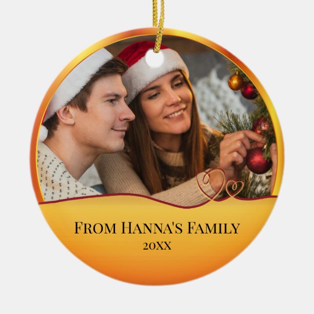 Personalised Photo "Merry Christmas" Nativity Ceramic Tree Decoration (Front)