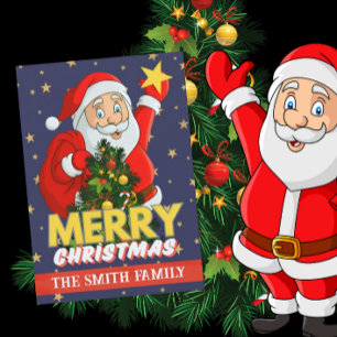 Personalised Photo Merry Christmas Santa Claus Holiday Card
