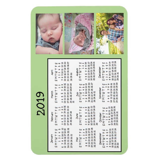 Personalised Photo  Mini Magnet Calendar 2018 (Vertical)