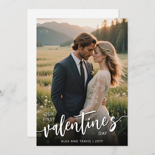 Personalised Photo Modern First Valentine's day Card (Front/Back)