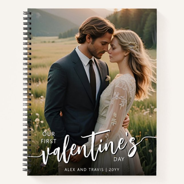 Personalised Photo Modern First Valentine's day Notebook (Front)