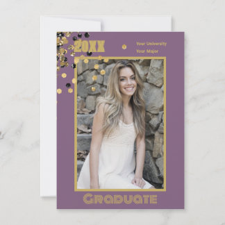 Personalised Photo Modern Mauve Gold Sparkles Invitation