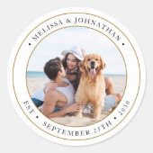 Personalised Photo Modern Wedding Favours Classic Round Sticker (Front)