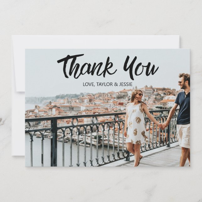 Personalised Photo Modern Wedding Thank you Card (Front)