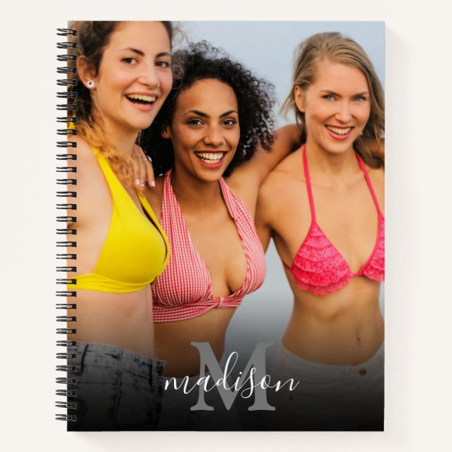 Personalised Photo Monogram Name Notebook (Front)