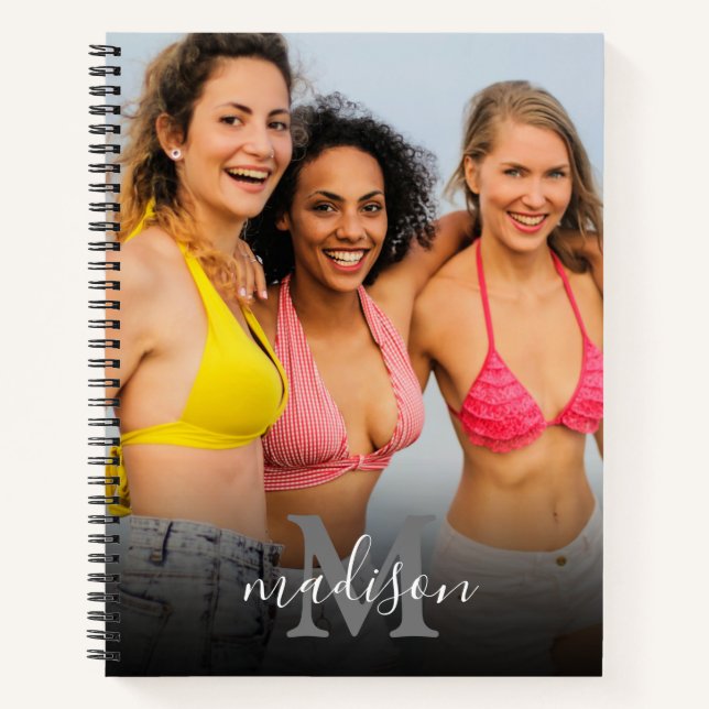 Personalised Photo Monogram Name Notebook (Front)