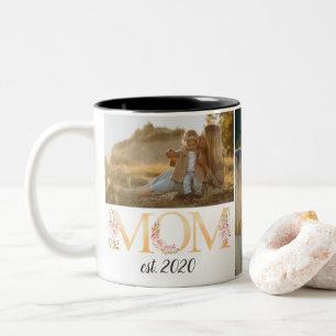 Personalised Photo Mum Floral Mug