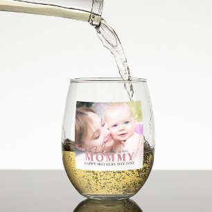 Personalised Photo Mummy Stemless Wine Glass