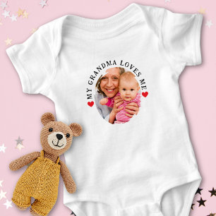 Personalised Photo My Grandma Loves Me  Grandchild Baby Bodysuit