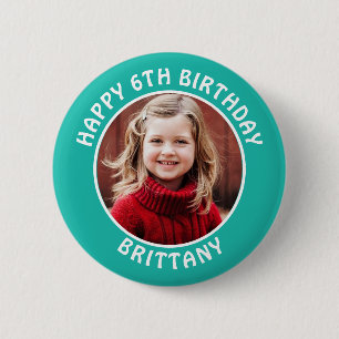 Personalised Photo, Name and Age Birthday 6 Cm Round Badge