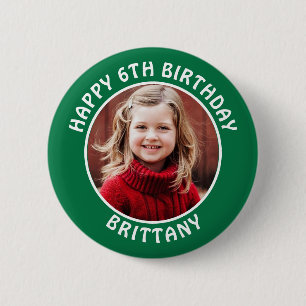 Personalised Photo, Name and Age Birthday 6 Cm Round Badge
