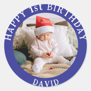 Personalised Photo, Name And Age Birthday Classic Round Sticker