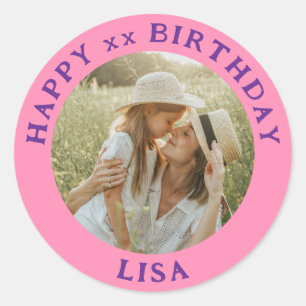 Personalised Photo, Name And Age Birthday Classic Round Sticker