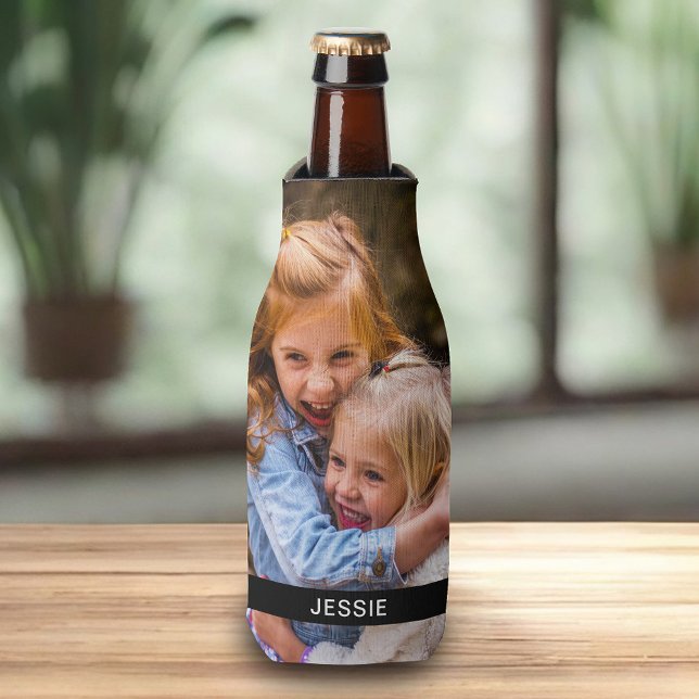 Personalised Photo & Name Beer Bottle Cooler (Creator Uploaded)