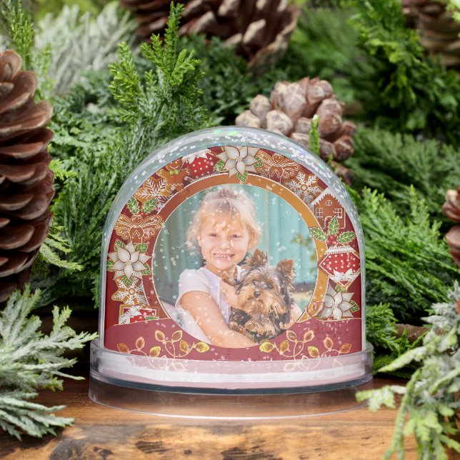 Personalised Photo & Name Christmas Festive Gift Snowglobe (Winter)