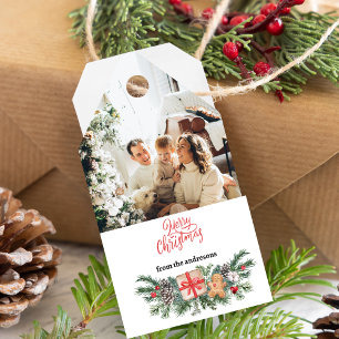 Personalised photo & name cute merrry christmas  gift tags