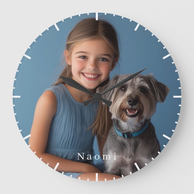 Personalised Photo & Name  Large Clock (Front)