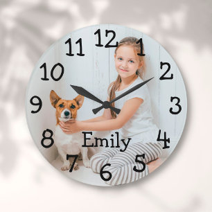 Personalised Photo Name Large Clock
