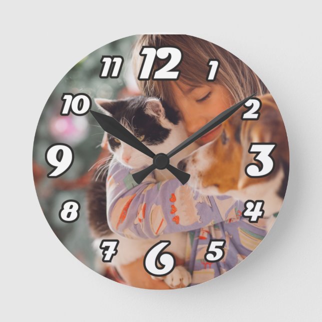 Personalised Photo Name Large Clock (Front)