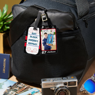 Personalised Photo Name Number Hockey Bag Tag