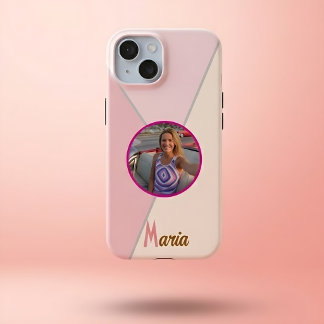 Personalised Photo & Name Pastel Pink Colour Block