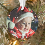 Personalised Photo Name Year Snow Ornament<br><div class="desc">Cute customised Christmas photo ornament with snowflake overlay.  A sweet way to remember that special year.  Customise with your name,  photo and year.</div>