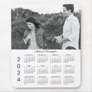 Personalised Photo Names 2024 Calendar Mouse Pad