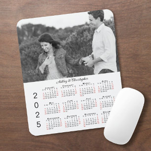 Personalised Photo Names 2025 Calendar Mouse Pad