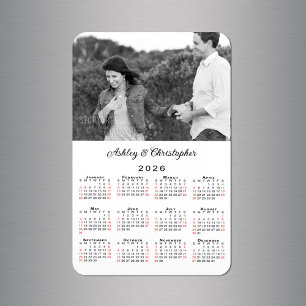 Personalised Photo Names 2026 Calendar Magnet