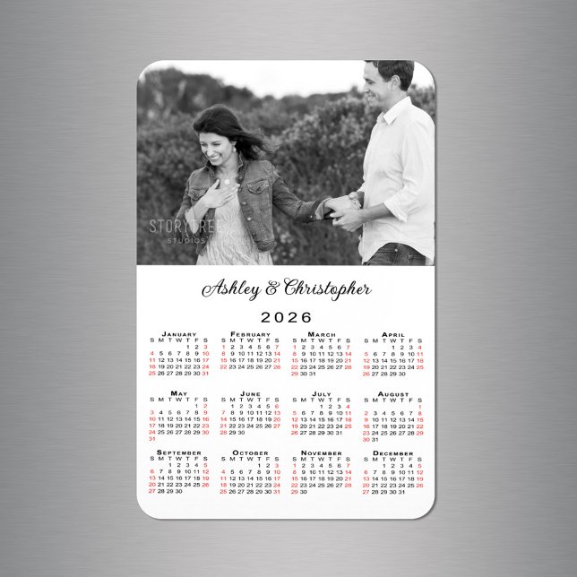 Personalised Photo Names 2026 Calendar Magnet (Personalized Photo Names 2026 Calendar Magnet in situ)