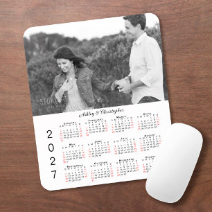 Personalised Photo Names 2027 Calendar Mouse Pad